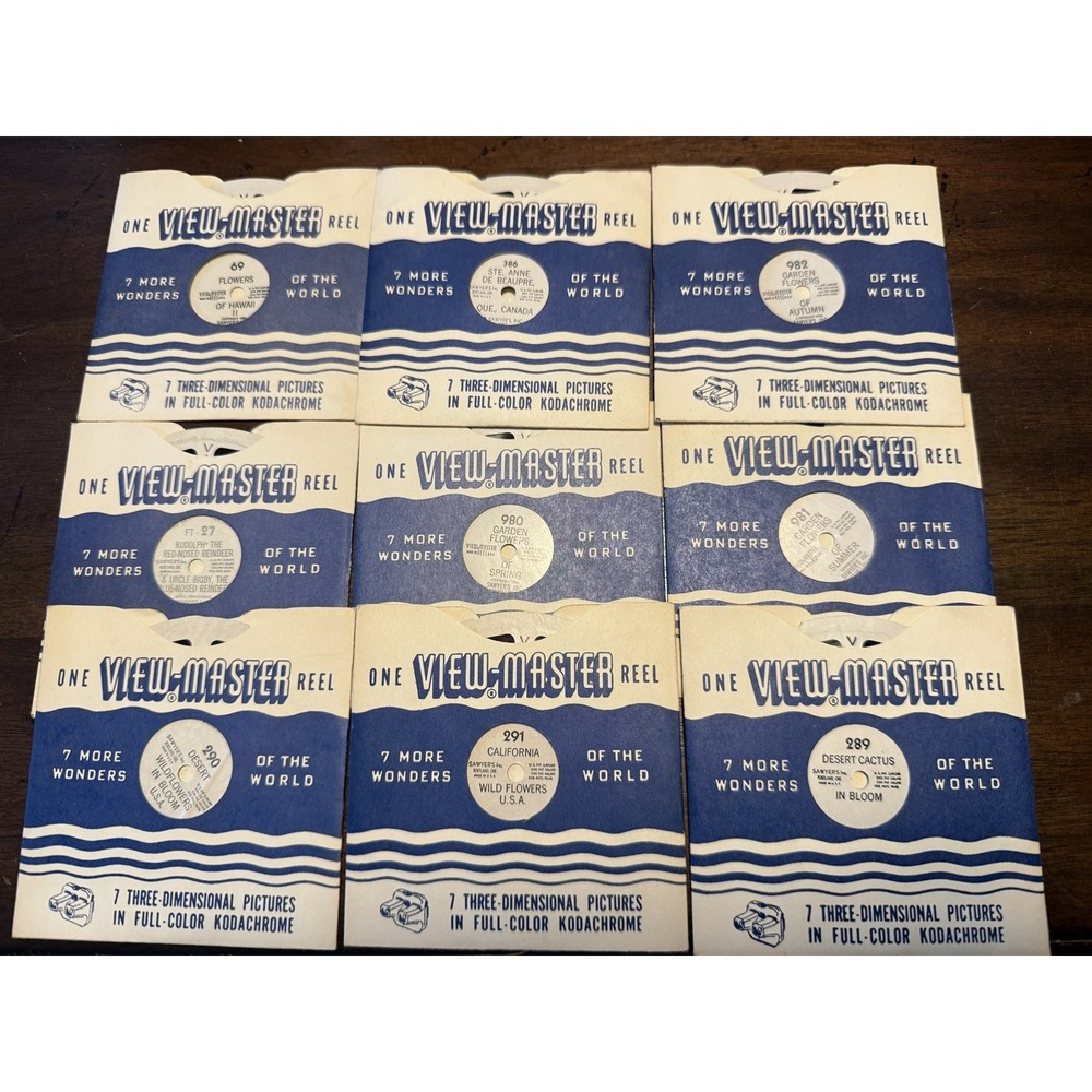 Sawyers  Viewmaster Reel Lot of 13 - Christmas Story, Flowers, Rudolph